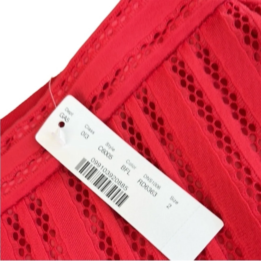 NWT J. Crew Striped Eyelet Skirt Bright Flame Size 2 - Picture 4 of 10